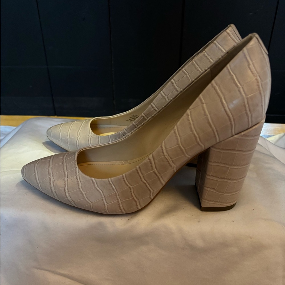 Nine West Textured Cream Block Heels